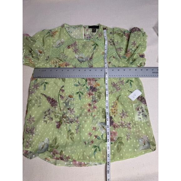 Lipsy London Sheer Floral Too US Size 6 Light Green Short Sleeve Blouse - Picture 6 of 10